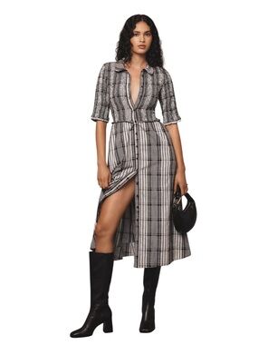 knee length dresses for ladies Rove Alma Midi Dress - Textured Cotton Marigold, L main image 0